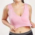 thumbnail image 4 of Women Pure Color Plus Size Ultra-Thin Large Bra Sports Bra Full Bra Cup Tops Comfort Workout Bras Pink XL, 4 of 9