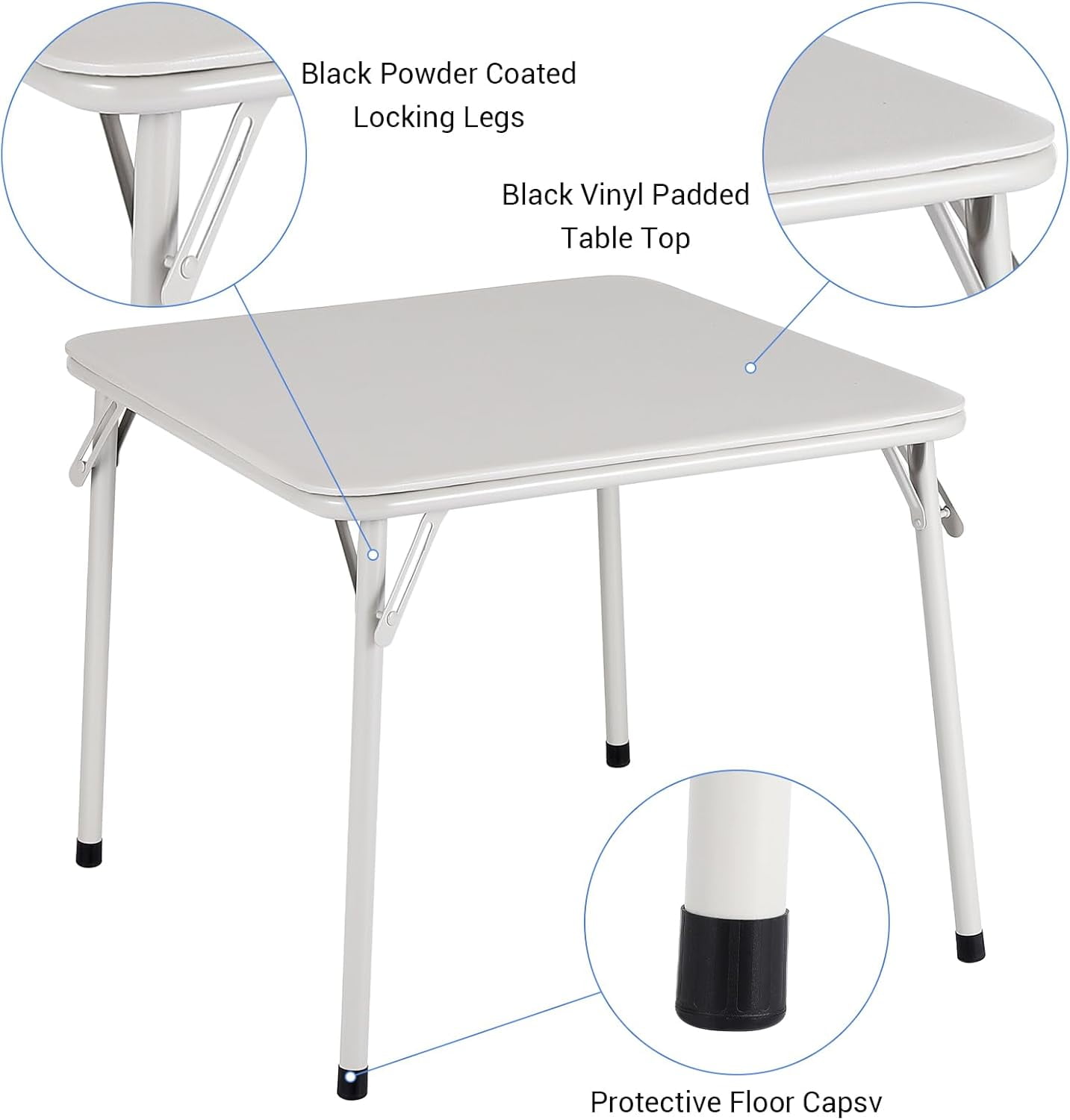 Twister.CK Kids Folding Card Table and Chair Set of 3, Upholstered Foldable Table and Chair Set, Portable Metal Frame Activity Table and Chairs Set for Eating, Reading, Playing, Beige
