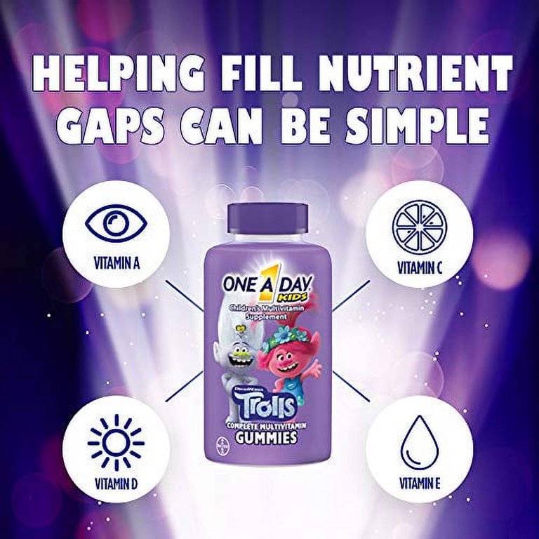 One A Day Kids Trolls Multivitamin Gummy, Kids Vitamins with 