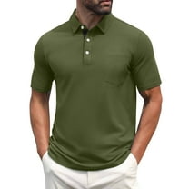 Mens Polo Golf Shirts with Pocket Cooling Performance Moisture Wicking Polo Shirts Army Green XXXXXL