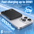 thumbnail image 6 of Magnetic Power Bank 10000mAh, 20W Fast Charging Wireless Power Bank, Portable Charger With a folding stand and Portable Fast-Charging Cable, Compatible with iPhone 18/17/16/15 Series, Samsung, 6 of 7