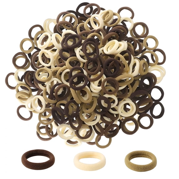 VANIDO 150Pcs Kids Hair Ties, 1 Inch Cotton Baby Hair Ties Brown Seamless Hair Bands for Girls and Kids