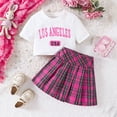 thumbnail image 2 of Afdoent Baby Girl Clothes Comfortable Cute City Printed T Shirt And Pleated Mini Skirt Set Cute Kids Clothes 9-10 Years, 2 of 6