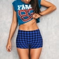thumbnail image 3 of Balery Buffalo Plaid Blue Black Pantalones cortos de entrenamiento estampados para mujer, sin costuras, ajustados, para gimnasio, yoga, correr, deportes, ejercicio activo, fitness.-Large, 3 of 8
