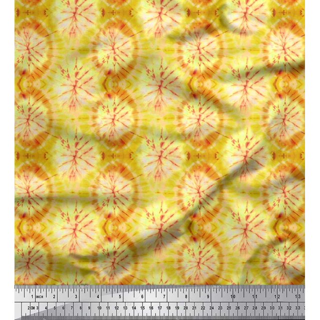 Soimoi Green Polyester Crepe Fabric Ombre Tie-Dye Decor Fabric Printed BTY 52 Inch Wide