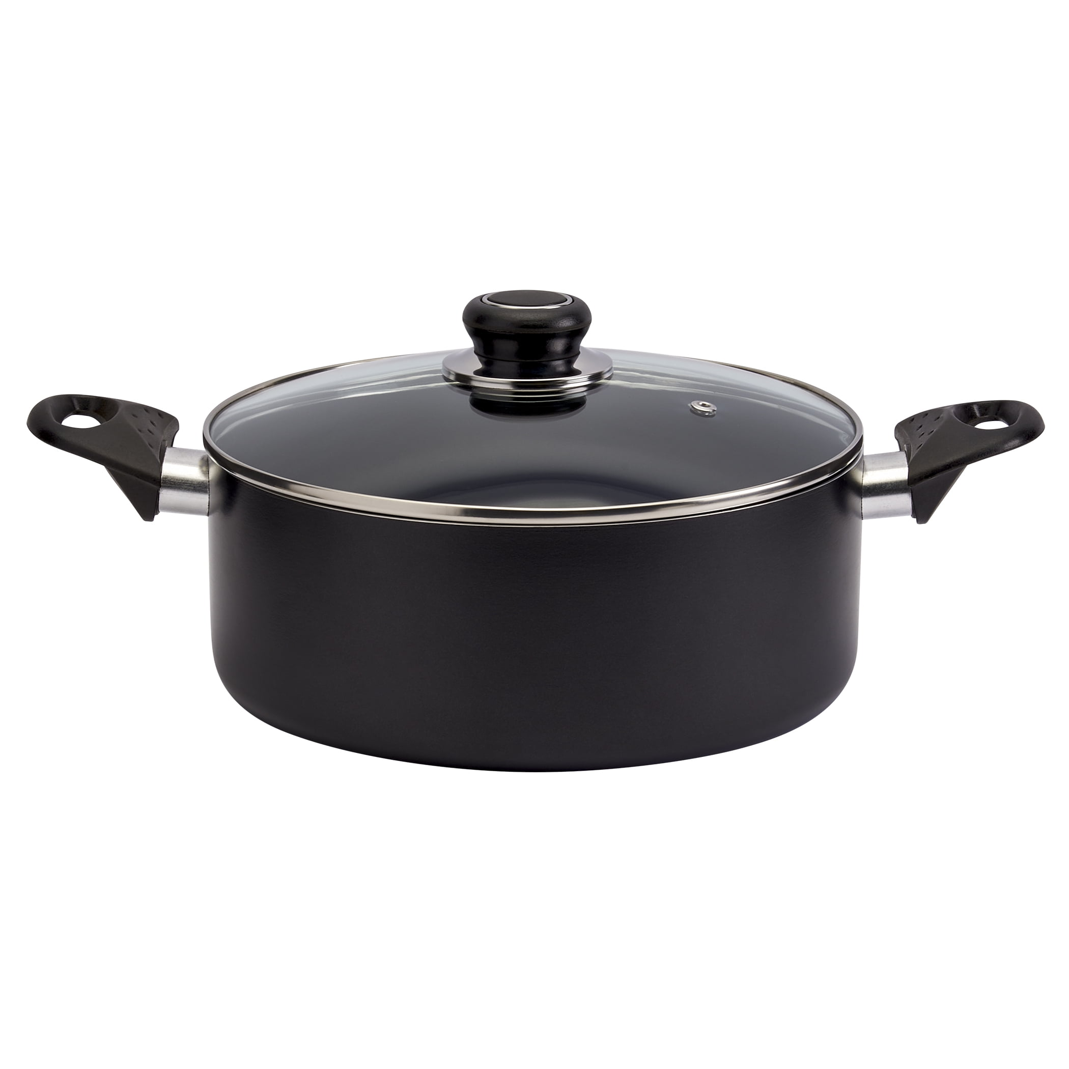 Basic Essentials 7 Piece Nonstick Aluminum Cookware Pots Pans Set, Black