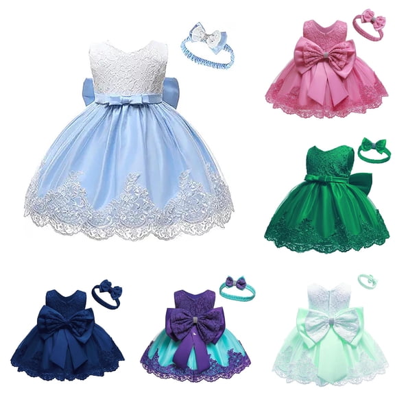 FYDUU Flower Girl Dresses Elegant Lace Dress for Baby Girls Princess Dresses Party Tutu Gown Solid Color Summer Casual Sundress 5-6 Years