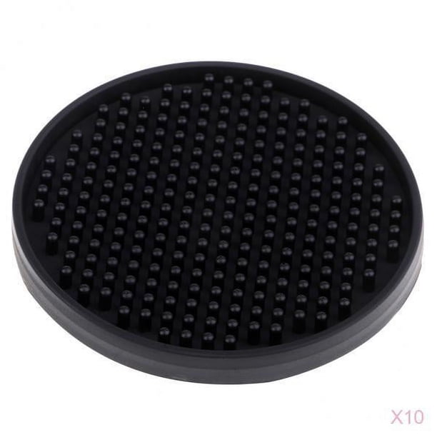 Posavasos x 4 pulgadas, mantel individual de goma suave con aislamiento antideslizante, negro