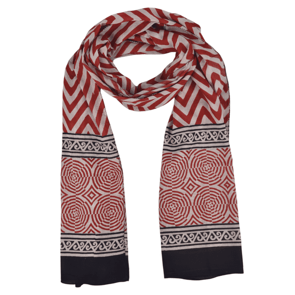 Vivanta Lightweight Cotton Scarf & Shawl Wrap for Women – Red & Black Floral Hijab, Soft Head Covering, Fashion Scarves for Adults & Teens