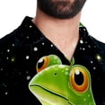 thumbnail image 5 of Starry Sky Frog Men's Short Sleeve Casual Printed Button Down Beach Shirt Summer Unisex Top, 5 of 6