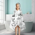 thumbnail image 6 of Black Mushroom Line White Pattern Hooded Bath Towel，50"x30" for Ages 3 To 12 Kids, Quick Dry Lightweight Soft Microfiber Hood Beach Towel Cover Up for Kids, 6 of 7