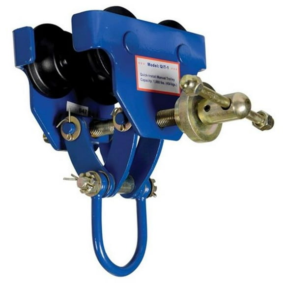 vestil qit-1 steel quick install manual trolley with powder coat finish, 1,000-lb. capacity, 3 - 5" beam flange width, 6-3/4" headroom