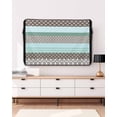 thumbnail image 3 of Outdoor TV Cover 70 to 75 Inch Weatherproof, Vintage Boho Geometric Stripes Waterproof TV Screen Protector for Outside Decor with Zipper and Pocket 68"L x 42"H , Turquoise, 3 of 7
