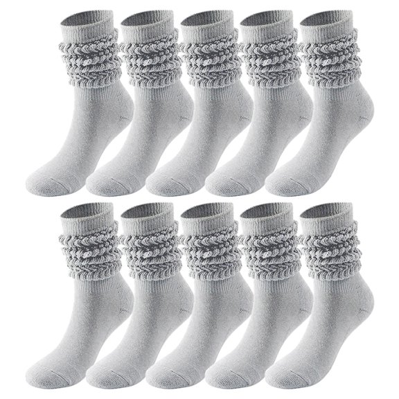 Women's Tights Stockings Socks 5 Pairs Soild Thigh High Boot Soft Scrunch Womens Socks