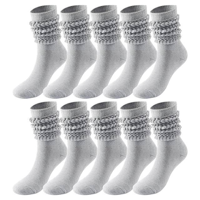 5 Pairs Soild Color Socks Women Thigh High Boot Socks Soft Scrunch Socks