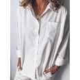 thumbnail image 2 of Zylarhe Womens T Shirts Classic Wild Loose Fit Long Sleeve Women's T-Shirt Comfortable Casual Solid Color Top for Female Stylish Everyday Wear, 2 of 4