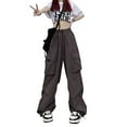 thumbnail image 3 of BUYISI Women S Hip Hop Overalls For Street Fashion High Waist Solid Color Trousers Brown M, 3 of 9