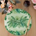 thumbnail image 3 of Monstera Leaves Round 13 Inch Placemats Set of 6, Summer Tropical Plants Palm Leaf Ombre Green HeatResistant Non Slip Place Mats for Dining Table, Wipeable Braided Kitchen Table Mats for Housewarming, 3 of 9