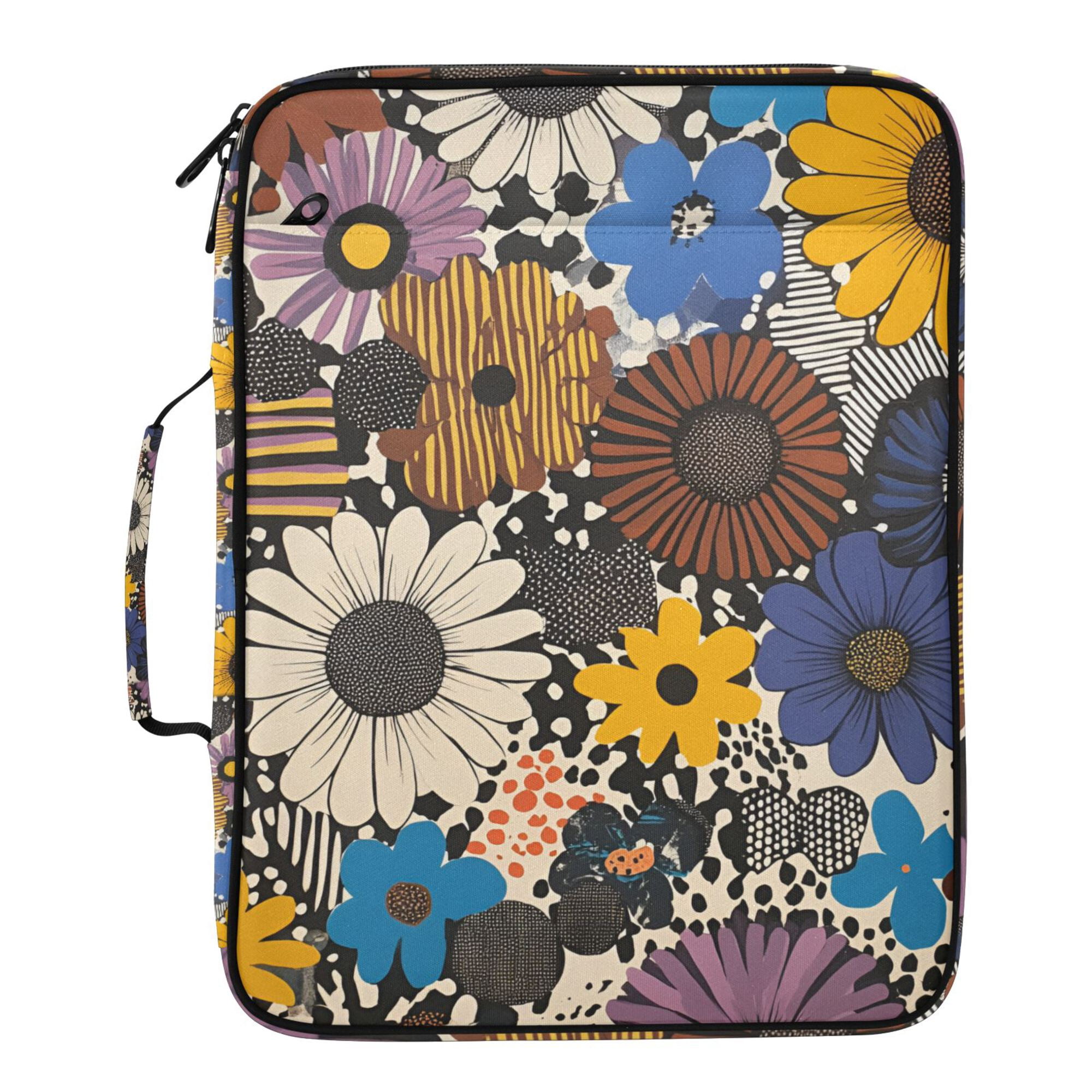 FORMRS Accordion File Folder A4 Size 7-Pocket Expanding Document Organizer Bag with 3 Ring Binder, Beige Flowers
