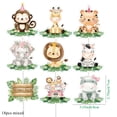 thumbnail image 3 of Adornos para cupcakes de animales de cartón de 18 piezas, adornos de papel rosa para fiesta de cumpleaños de Safari de jungla para niña, decoración de pasteles DIY, suministros para tartas, 3 of 4