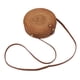 thumbnail image 4 of Handwoven Round Rattan Bag Tropical Beach Style Woven Shoulder Rattan Bag with Leather Strap 20cm Diameter Plain Colour Leather Buckle with Lining, 4 of 5