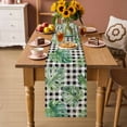 thumbnail image 2 of Green Monstera Leaves Table Runner 90 Inches, Black Check Tropical Summer Botanical Bed Runner Dresser Scarves Tabletop for Indoor Outdoor Parties/Ceremony/Banquet, 13" x 90", 2 of 9