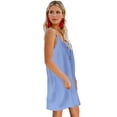 thumbnail image 4 of Women's Pink/Green/Sky Blue Buttoned Slip Dress, 4 of 4