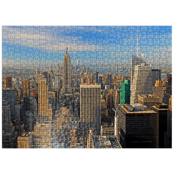 MyPuzzle - View From Rockefeller Center To Empire State Building And One World Trade Center, Manhattan, New York City, USA - Premium 500 Piece Jigsaw Puzzle for Adults