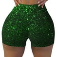 thumbnail image 2 of Fotbe Green Sparkling Shorts Sin Costuras – Shorts Deportivos de Cintura Alta para Mujer, Elásticos para Gimnasio, Yoga, Running o Ciclismo-Medium, 2 of 8