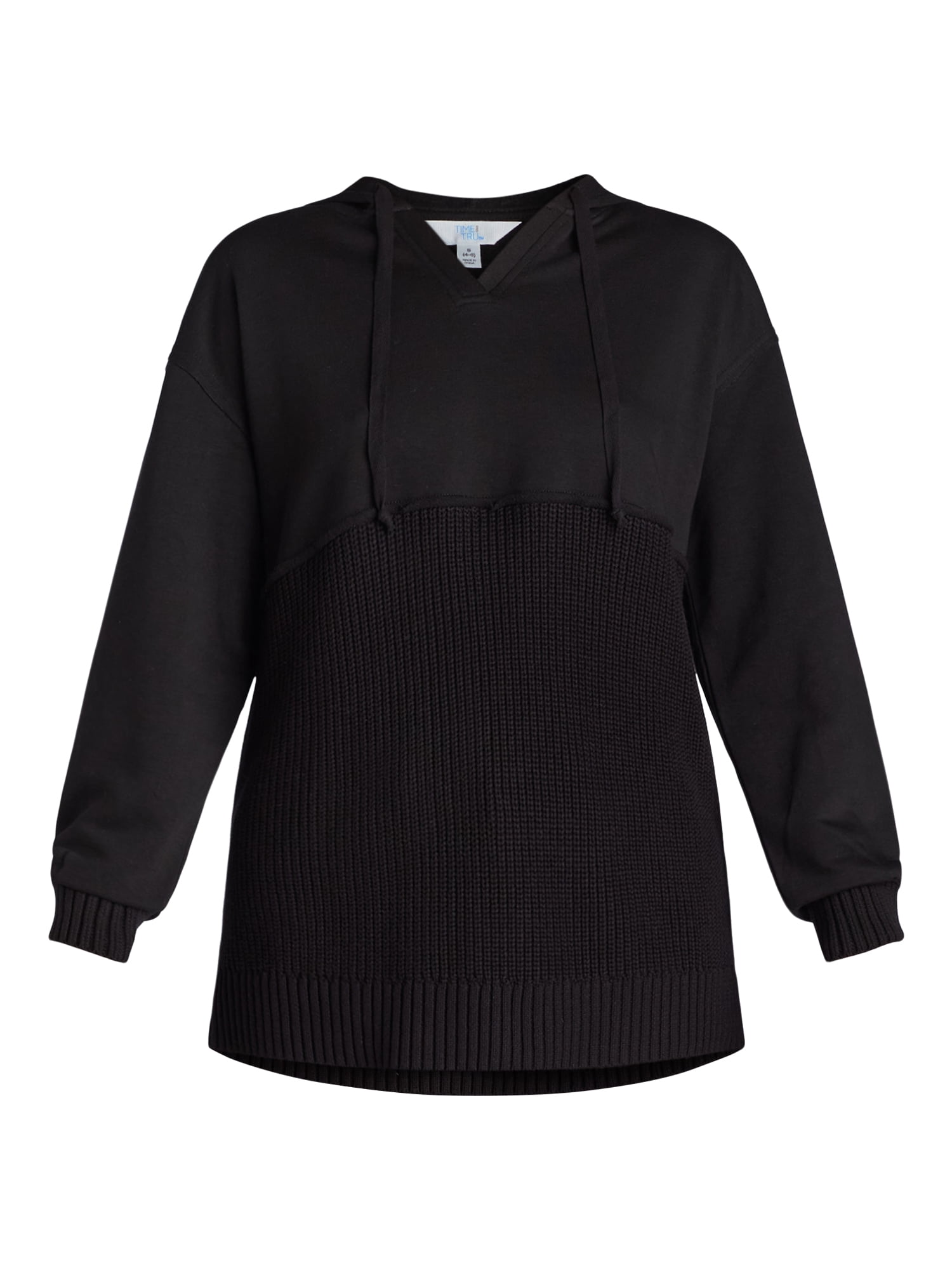 Time And Tru Women's Mixed Media Hoodie, Sizes S-XXXL
