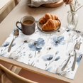 thumbnail image 3 of Spring Floral Placemats Set of 8, Watercolor Grey Blue Flower Leaves Non-Slip Place Mats Washable Table Mats for Kitchen Dining Table Decorations Indoor/Outdoor, 3 of 9