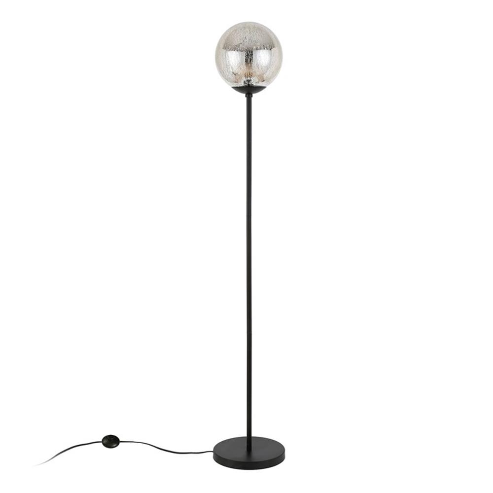 Evelyn&Zoe Oula 66" Tall Floor Lamp with Glass Shade, Blackened Bronze/Mercury Glass