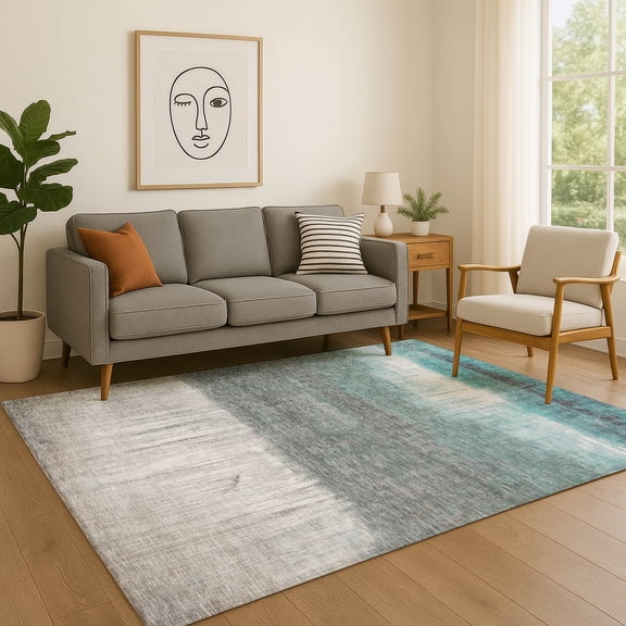 Addison Rugs Mayfield Premium Machine Washable Transitional Abstract Teal Rectangle Rug, 10' X 14' Machine Washable Transitional Abstract Teal Oversized Sherpa Throw Blanket
