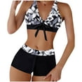 thumbnail image 1 of Tauxra Women Plus Size Swimsuits with Skirt 2 Piece Tankinis High Waisted Printed Tummy Control Swimwear Short Sleeve Rash Guard Modest Bathing Suits, 1 of 6