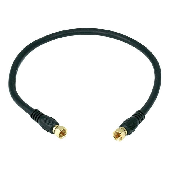 Monoprice - RF cable - F connector male to F connector male - 1.5 ft - quad shielded coaxial - black - solid