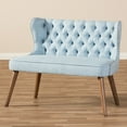 thumbnail image 2 of Baxton Studio Scarlett Mid-Century Modern Brown Wood and Dark Grey Fabric Upholstered Button-Tufting with Nail Heads Trim 2-Seater Loveseat Settee, 2 of 6