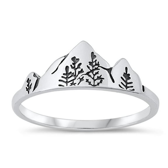 Mountains & Trees Nature Ring 925 Sterling Silver Wilderness Band Jewelry Female Male Unisex Size 5