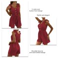 thumbnail image 4 of Sleeveless Short Rompers, Waist Belted Women Short Rompers Soft Polyester  For Everyday Life Red 2XL, 4 of 6