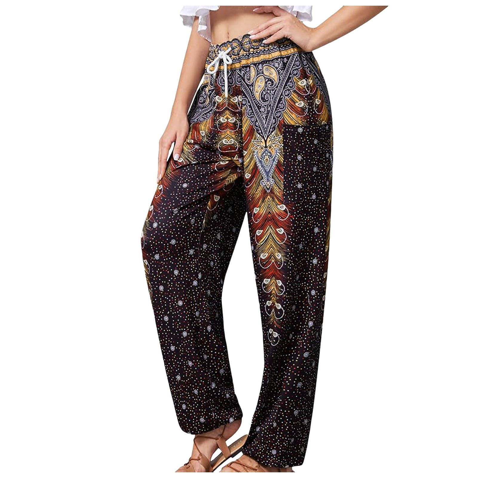 Women Fashion Elastic Waist Pant With Pocket Loose Harem Pants