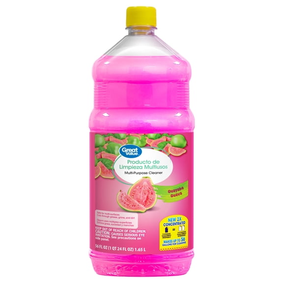 Great Value Multi-Purpose Cleaner & Floor Cleaner 2x Concentrated, Guava, 56 fl oz