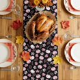 thumbnail image 4 of Pink Pumpkins Fall Cotton Linen Rectangle Table Runners 13"x48", Autumn Thanksgiving Botanical Black Coffee Table Runner Dresser Scarves Luxury Table Runners for Wedding Party Banquet Dinner Decor, 4 of 8