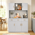 thumbnail image 1 of Zocalo Alacena de Cocina Grande con Cajones y Puertas, Gabinete de Almacenamiento Multifuncional de Madera 120 x 34 x 170 cm, Organizador para Despensa, Comedor y Cocina, Gris, 1 of 9