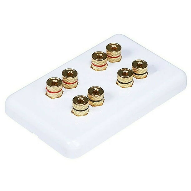 8 Binding Post / 4 Speaker Banana Jack Audio Surround Sound Wall Plate