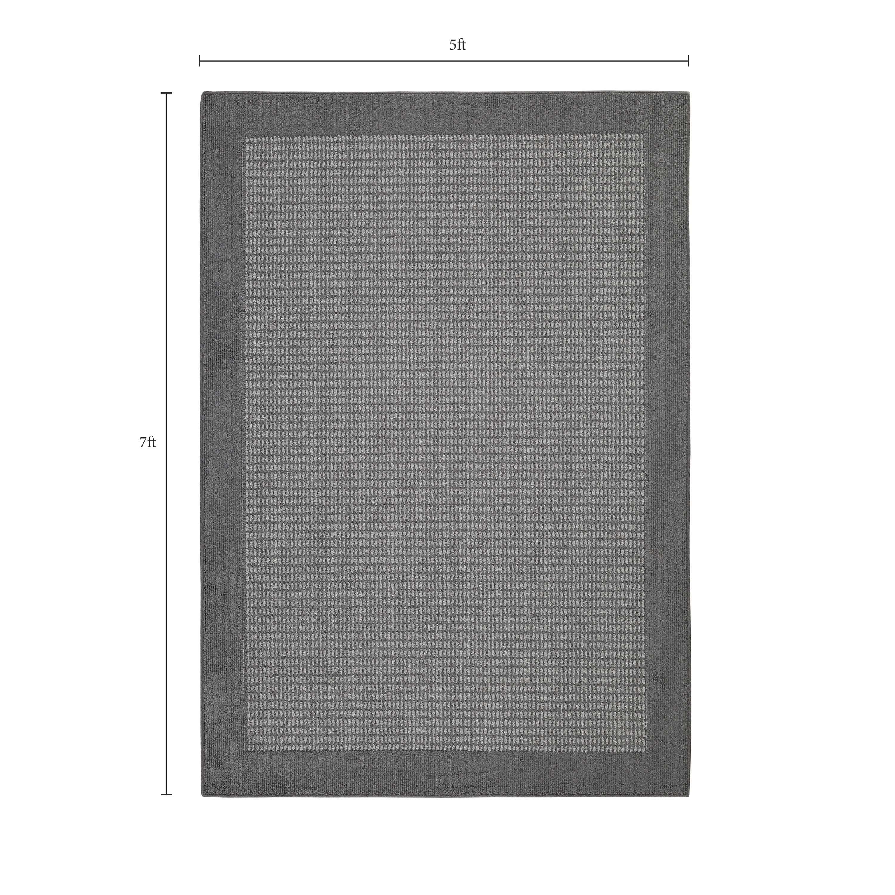 Mainstays Farmhouse Faux Sisal Olefin Gray Border Indoor Area Rug, 5' x 7'