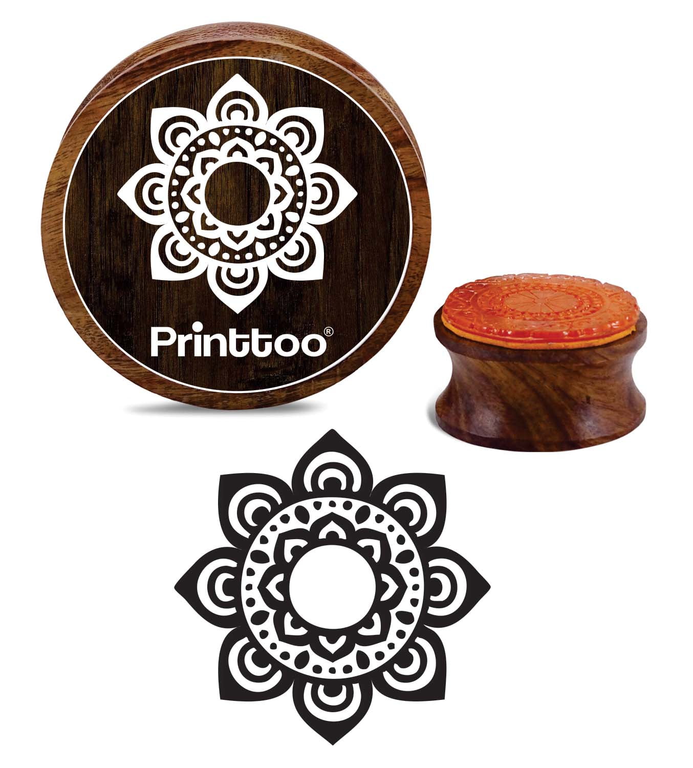Timbro In Legno Printtoo 'Round Flower Wreath' 7,6 Cm (3 Pollici) Per Scrapbooking E Crafting