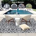 thumbnail image 3 of HOMERRY Geometric Floral Outdoor Rug Straw Plastic Area Rug for Balcony Pool RV Waterproof Reversible Carpet, White/Gray, 8'x 10', 3 of 7