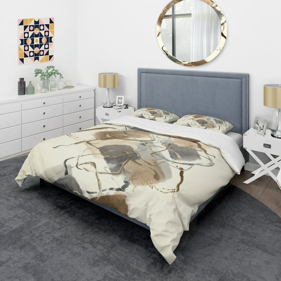 Designart 'Gold Glam Squares III' Glam Duvet Cover Set