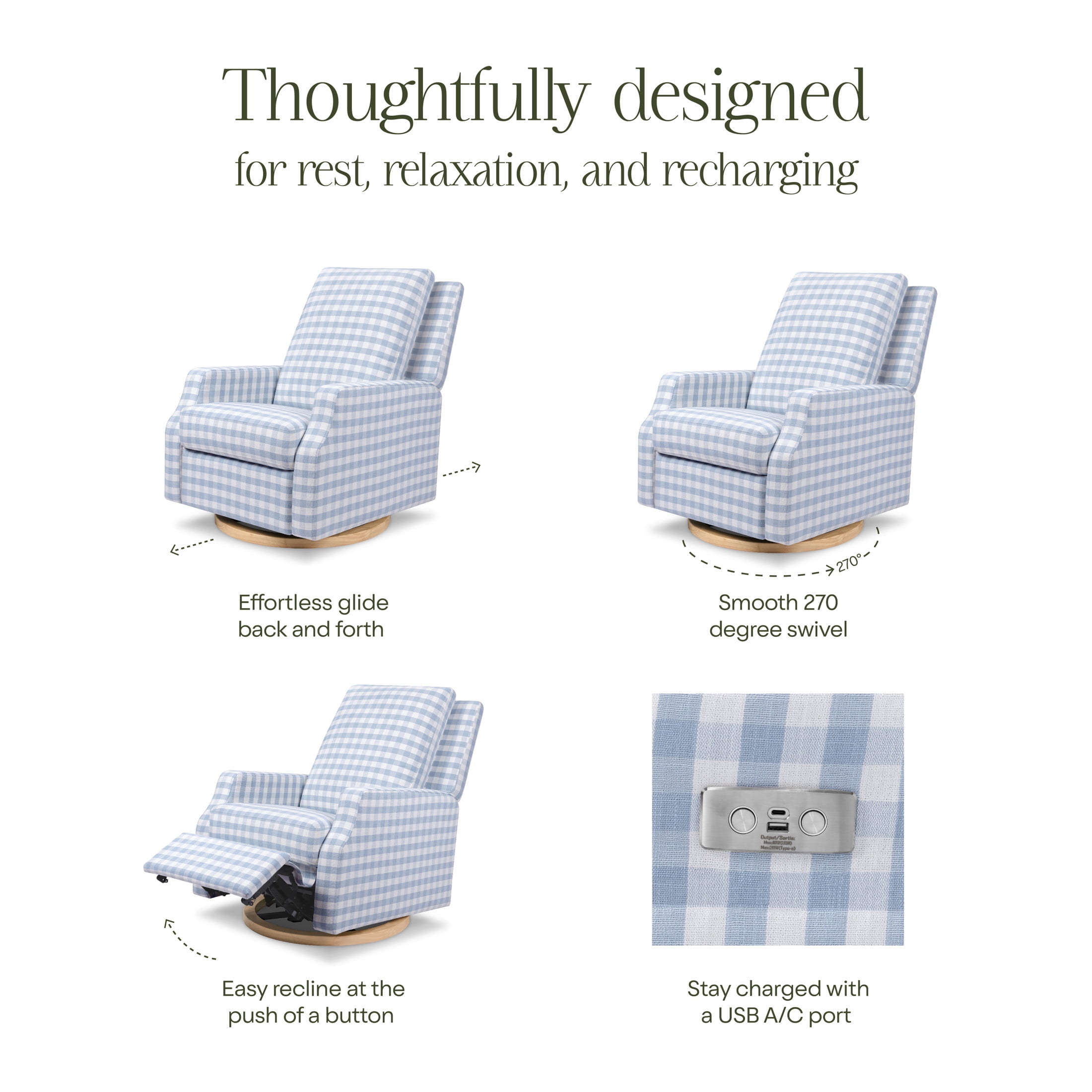 Namesake Crewe Electronic Recliner and Swivel Glider