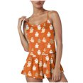 thumbnail image 5 of JFOPQVSM Women Sexy Sleeveless Tank Top Shorts 2 PC Halloween Print Pajama Set Halloween Dress-Up Outfit, 5 of 6