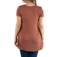 thumbnail image 2 of 24seven Comfort Apparel Women's Plus Size Short Sleeve V Neck Tunic T Shirt, 2 of 4